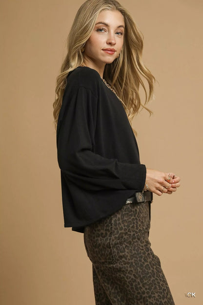 Umgee Brushed Fleeve Crewneck Top West2East Surf