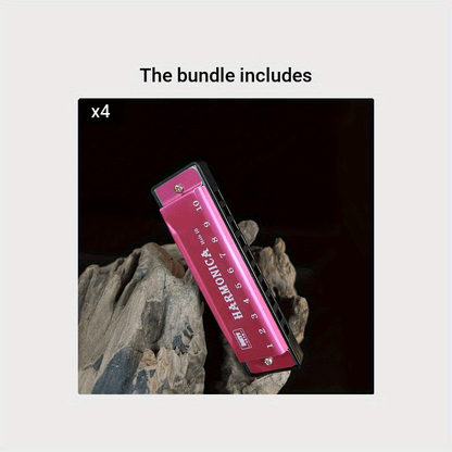 10 Hole Harmonica Mouth Organ | Puzzle Musical Instrument, Beginner Teaching, Playing Gift, Copper Core Resin, Available in, Pink, Red, Golden, Silvery Grey NovaCart