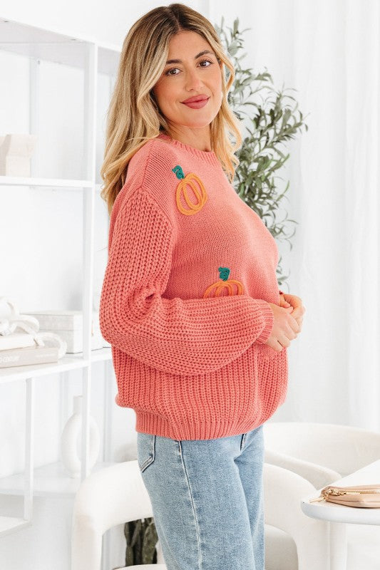 Pumpkin Embroidered Thanksgiving Holiday Sweater Shop Style & More | Fresh Looks, Everyday Deals & Free Shipping