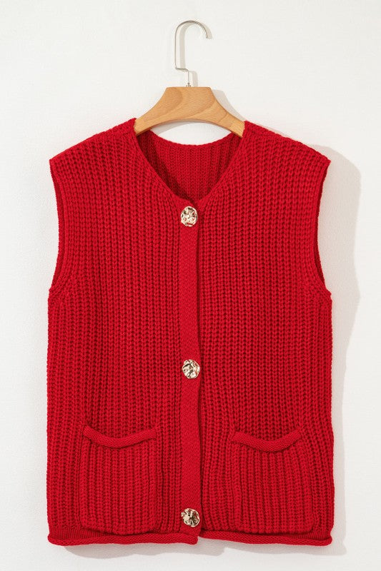 Solid Textured Buttoned Oversized Sweater Vest Shop Style & More | Fresh Looks, Everyday Deals & Free Shipping