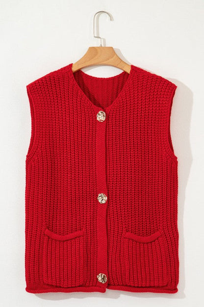 Solid Textured Buttoned Oversized Sweater Vest Shop Style & More | Fresh Looks, Everyday Deals & Free Shipping