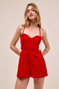 SO ME Fitted Open Back Game Day Romper with Lace Up Deta West2East Surf