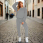 👚 Women's Solid Color Round Neck Pullover Sweatshirt & Pants Set FitiqueFit