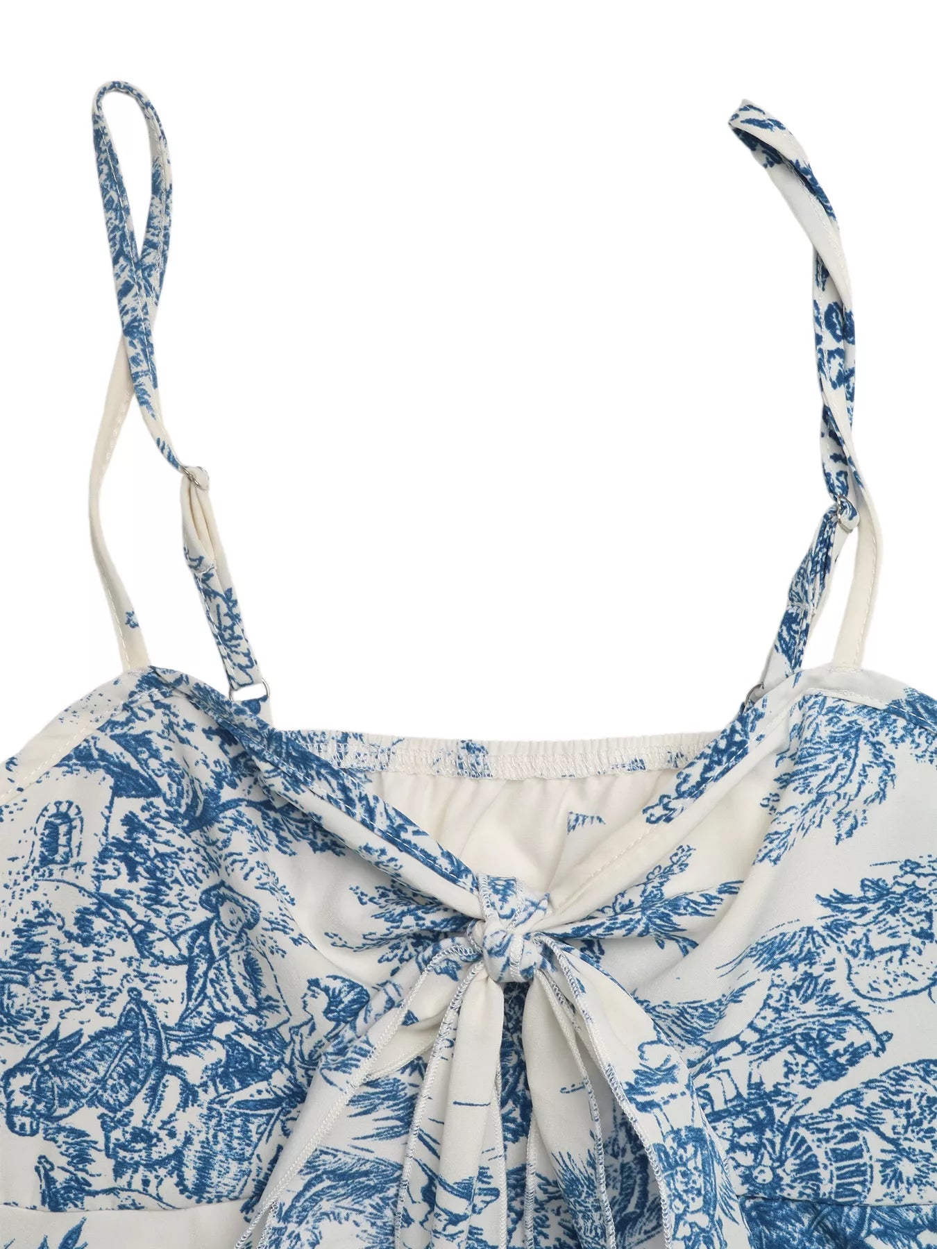 Floral Print Tie Front Ruffle Hem Cami New Era Fashion LLc