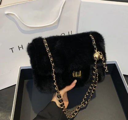 Fashionable Plush Crossbody Shoulder Bag