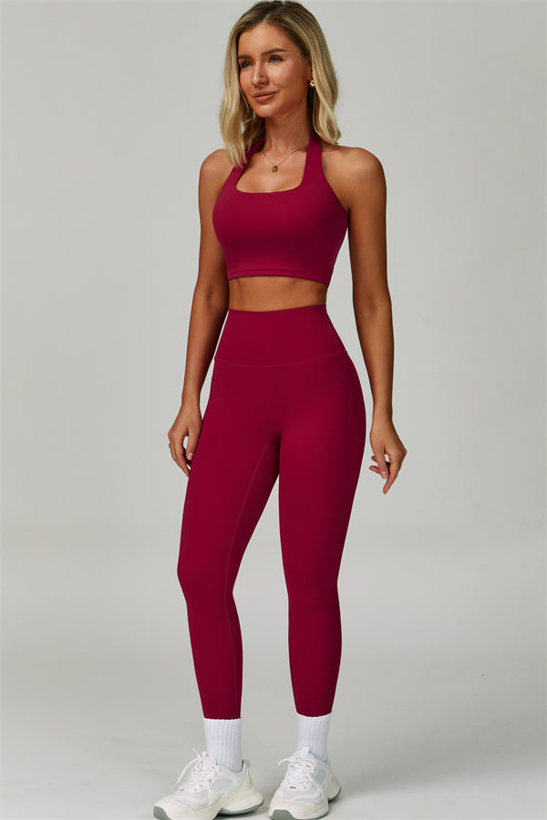 The Seraphine Halter Crop Top Leggings 2-Piece Set Fitglutes Activewear Gymwear Sportswear & Workout Clothes
