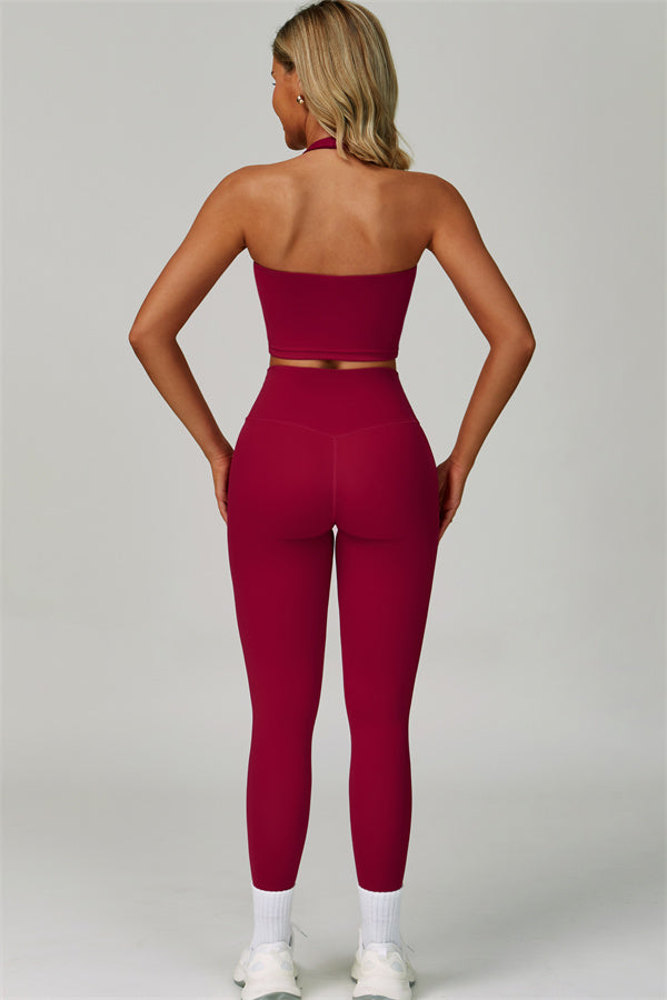 The Seraphine Halter Crop Top Leggings 2-Piece Set Fitglutes Activewear Gymwear Sportswear & Workout Clothes