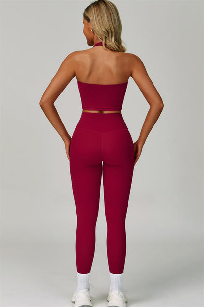 The Seraphine Halter Crop Top Leggings 2-Piece Set Fitglutes Activewear Gymwear Sportswear & Workout Clothes