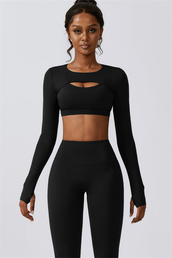 Juno Star Crop Top Sports Bra Leggings 3-Piece Set Fitglutes Activewear Gymwear Sportswear & Workout Clothes