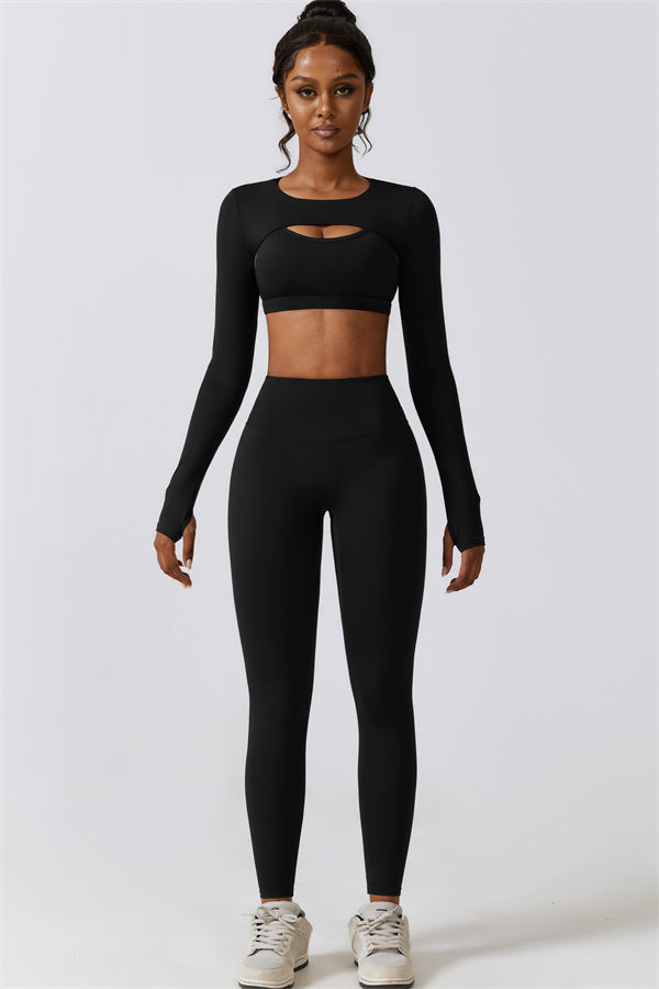 Juno Star Crop Top Sports Bra Leggings 3-Piece Set Fitglutes Activewear Gymwear Sportswear & Workout Clothes
