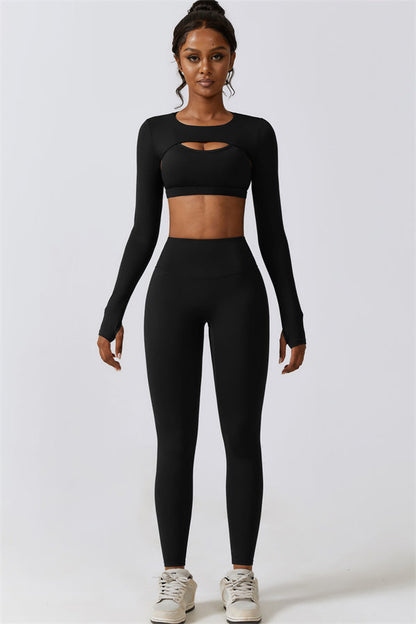 Juno Star Crop Top Sports Bra Leggings 3-Piece Set Fitglutes Activewear Gymwear Sportswear & Workout Clothes
