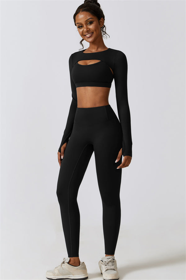 Juno Star Crop Top Sports Bra Leggings 3-Piece Set Fitglutes Activewear Gymwear Sportswear & Workout Clothes