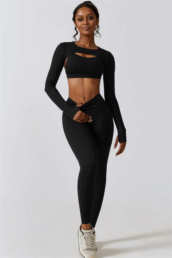 Juno Star Crop Top Sports Bra Leggings 3-Piece Set Fitglutes Activewear Gymwear Sportswear & Workout Clothes
