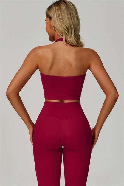 The Seraphine Halter Crop Top Leggings 2-Piece Set Fitglutes Activewear Gymwear Sportswear & Workout Clothes