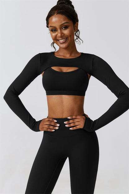 Juno Star Crop Top Sports Bra Leggings 3-Piece Set Fitglutes Activewear Gymwear Sportswear & Workout Clothes