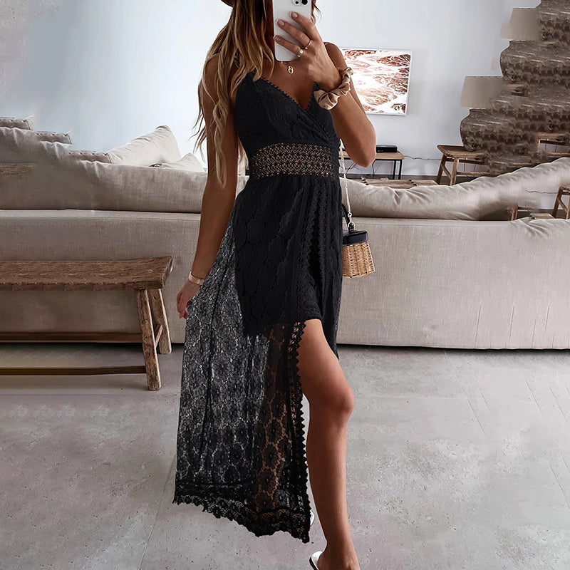Women's Elegant Lace V-Neck Sleeveless Jumpsuit FitiqueFit