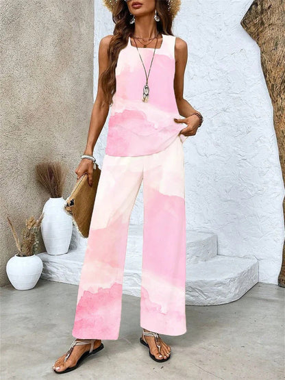 Women's 3D Print Two-Piece Vest & Pants Set – 12 Prints S–5XL FitiqueFit