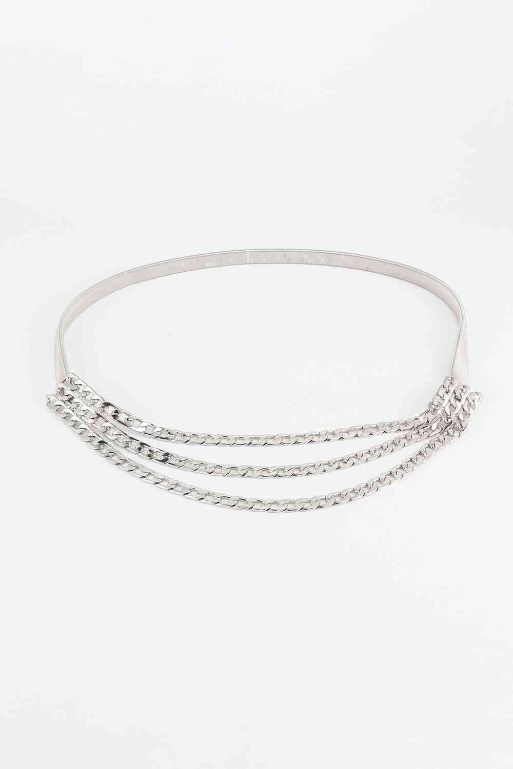 GlamourStyle Metal Triple-Layered Chain Belt – Eye-Catching Fashion Accessory See size chart under “more details” The Fashion Celestial