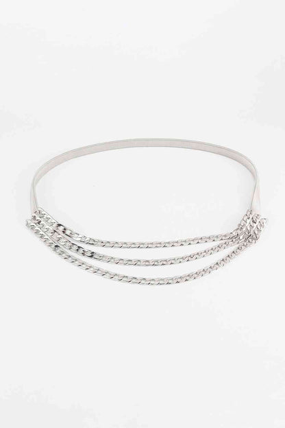GlamourStyle Metal Triple-Layered Chain Belt – Eye-Catching Fashion Accessory See size chart under “more details” The Fashion Celestial