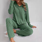 Women’s Ribbed Long Sleeve Top and Pants Loungewear Set FitiqueFit