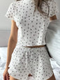 Heart Print Ribbed Knit Top and Shorts Lounge Set New Era Fashion LLc