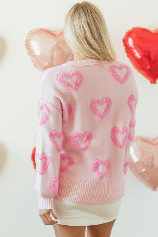 Valentine Heart Bubble Sleeve Baggy Sweater Shop Style & More | Fresh Looks, Everyday Deals & Free Shipping