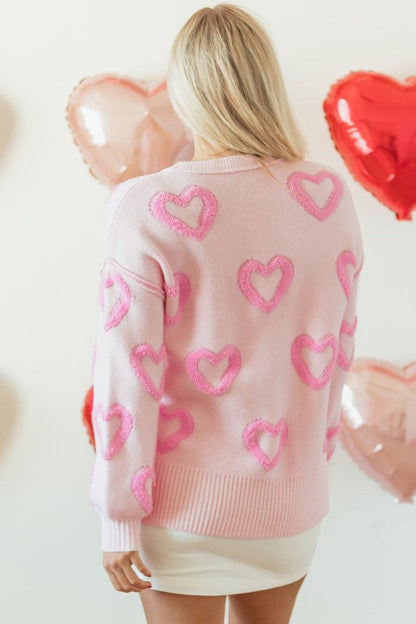 Valentine Heart Bubble Sleeve Baggy Sweater Shop Style & More | Fresh Looks, Everyday Deals & Free Shipping