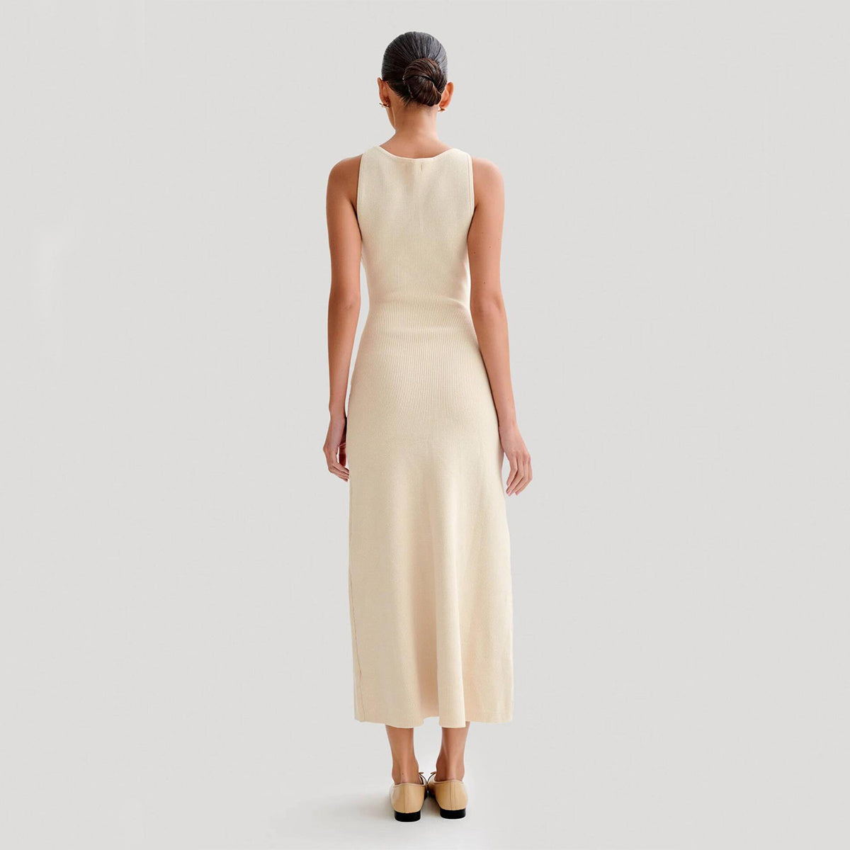 Elegant Knitted Sleeveless Dress With Single Breast Fashion Slim Round Neck Long Dresses Womens Clothing Grayceful LLC