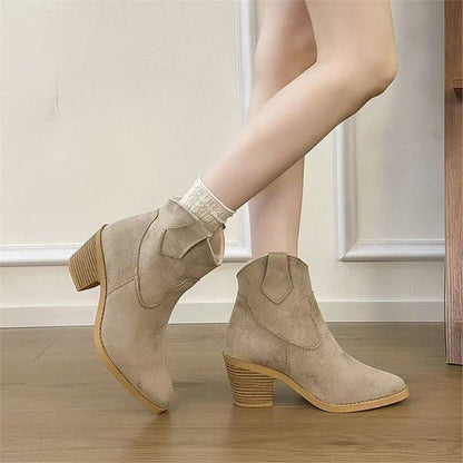 Women’s Retro Sock Cuff Booties – Stylish Ankle Boots with Stretch Cuff FitiqueFit