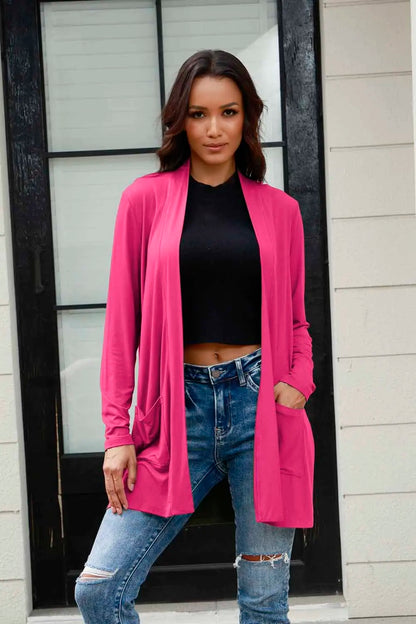 Basic Bae Full Size Open Front Long Sleeve Cardigan with Pockets New Era Fashion LLc