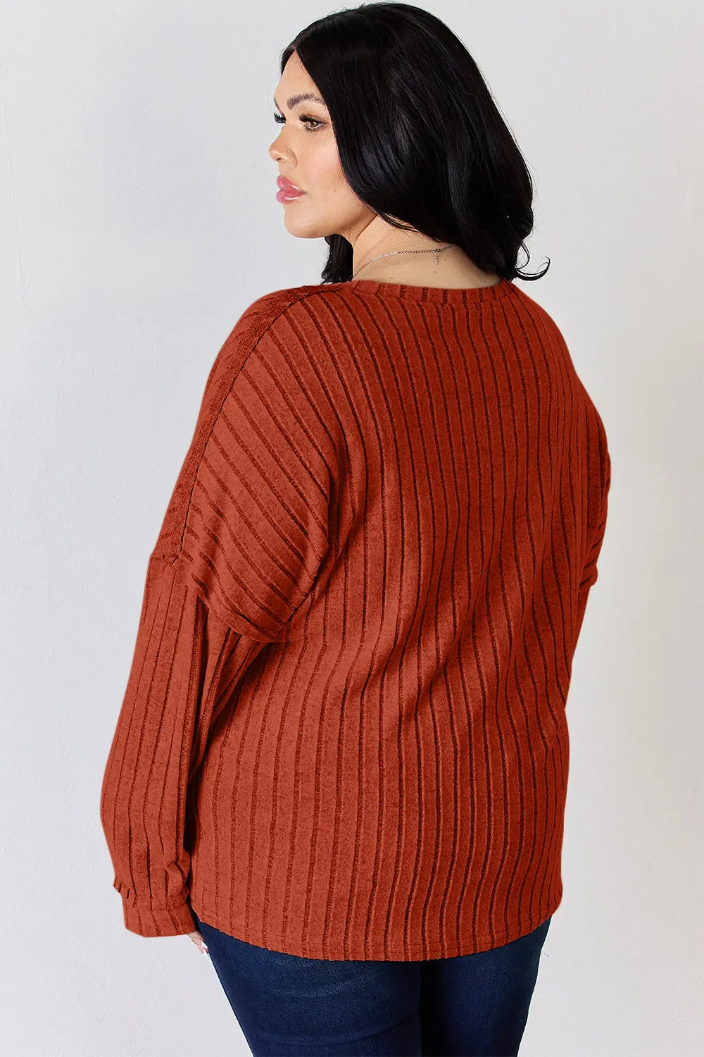 Basic Bae Full Size Ribbed Half Button Long Sleeve T-Shirt New Era Fashion LLc