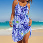 Sea Turtle Print Sleeveless Bohemian Beach Dress | Knee Length FitiqueFit