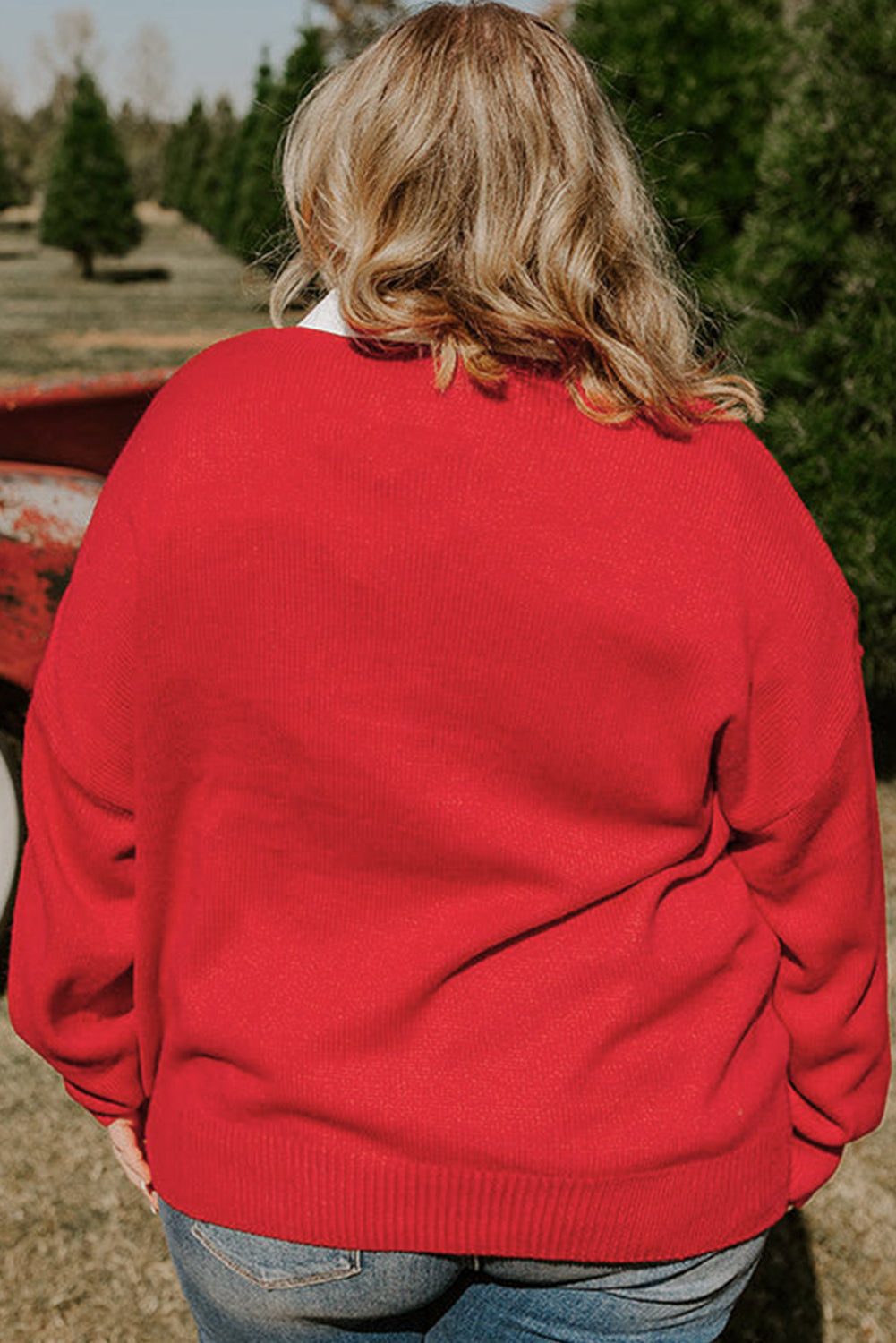 Fiery Red Merry Graphic Christmas Plus Size Sweater Garden Naked Curves