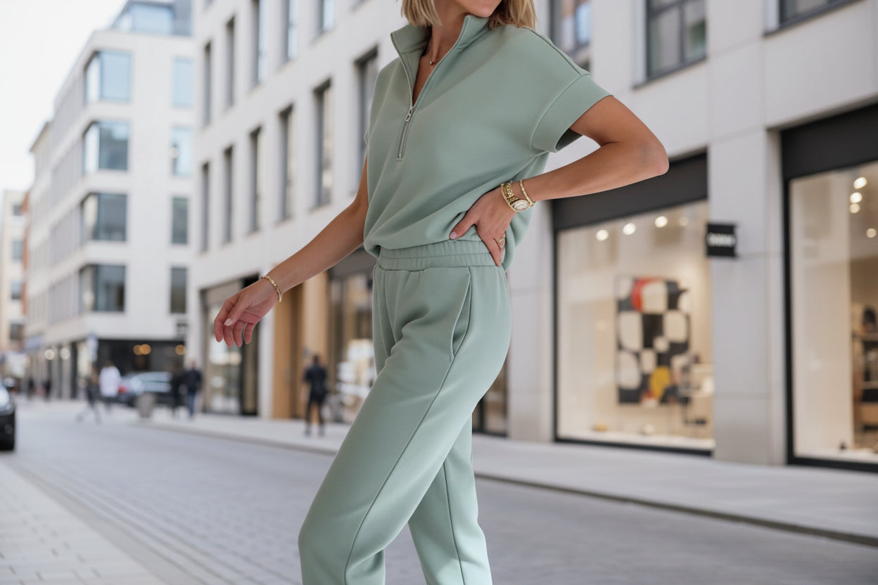 Athleisure Knit 3/4 Sleeve T-Shirt & Pants Set – 3 Colors, S–3XL FitiqueFit