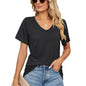 🌼 Women's V-Neck Pleated Loose-Fit T-Shirt – Effortless Summer Elegance FitiqueFit