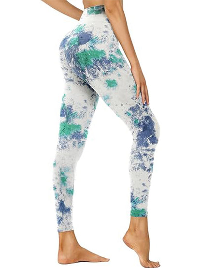 Cropped High-Rise Leggings – Sky Blue Print Workout Pants FitiqueFit