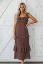 Polka Dot Backless Ruffle Tiered Maxi Dress See size chart under “more details” The Fashion Celestial