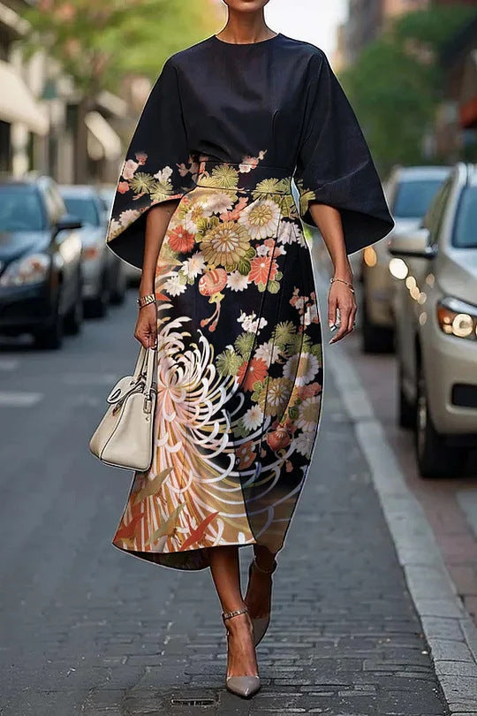 Female Creative Casual Printing Elegant Dress Grayceful LLC