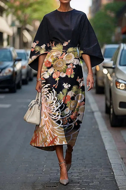 Female Creative Casual Printing Elegant Dress Grayceful LLC