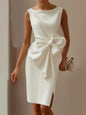 Women's Bow-Knot Sleeveless Midi Dress – High Waist A-Line FitiqueFit
