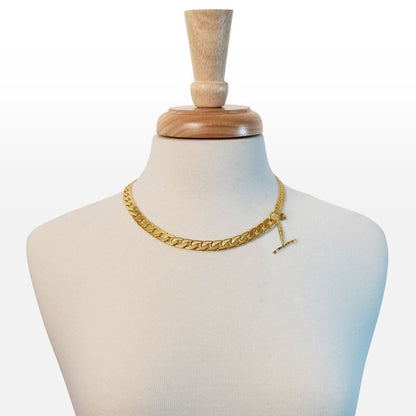 Cadence - Convertible Equestrian Curb Chain T-Bar Necklace in Gold Urban-Equestrian