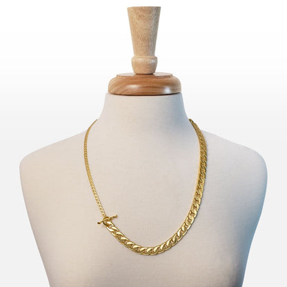 Cadence - Convertible Equestrian Curb Chain T-Bar Necklace in Gold Urban-Equestrian