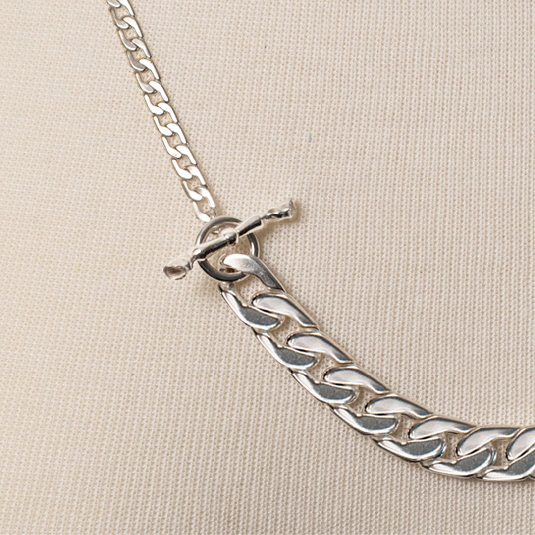 Cadence - Convertible Equestrian Curb Chain T-Bar Necklace in Silver Urban-Equestrian