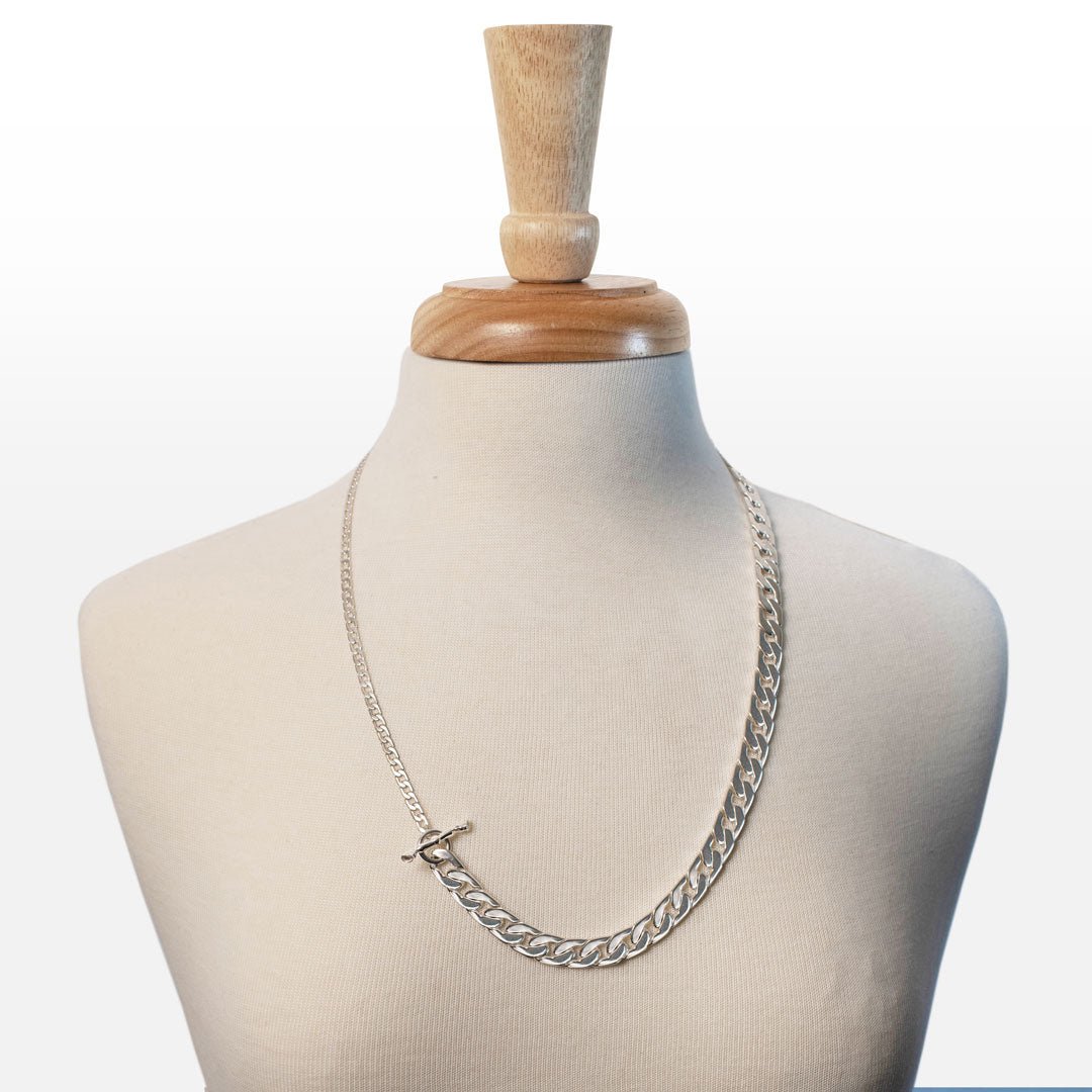 Cadence - Convertible Equestrian Curb Chain T-Bar Necklace in Silver Urban-Equestrian