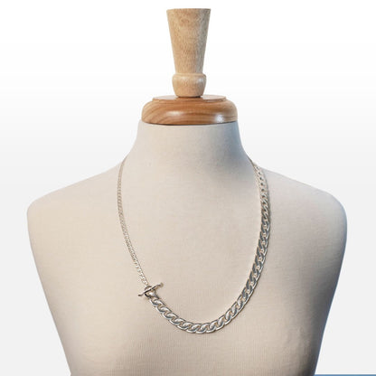 Cadence - Convertible Equestrian Curb Chain T-Bar Necklace in Silver Urban-Equestrian