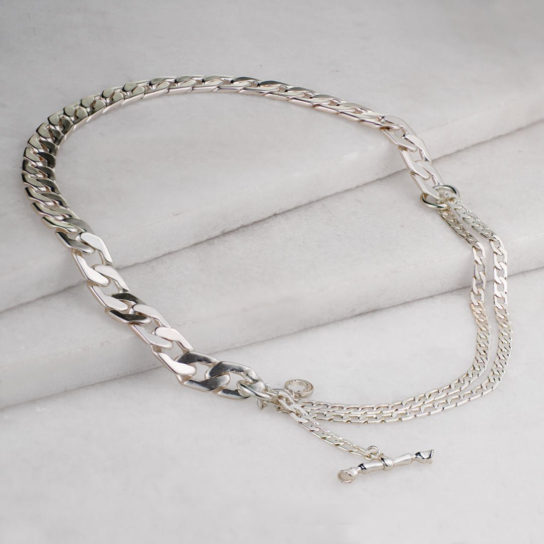 Cadence Equestrian Bracelet  - Wide Silver Curb Chain Cuff Urban-Equestrian