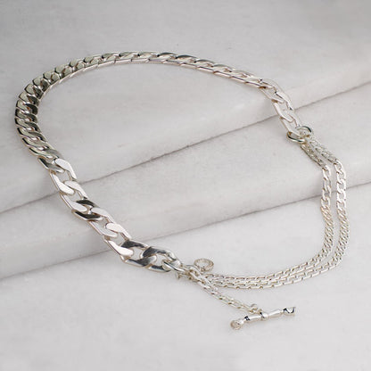 Cadence Equestrian Bracelet  - Wide Silver Curb Chain Cuff Urban-Equestrian