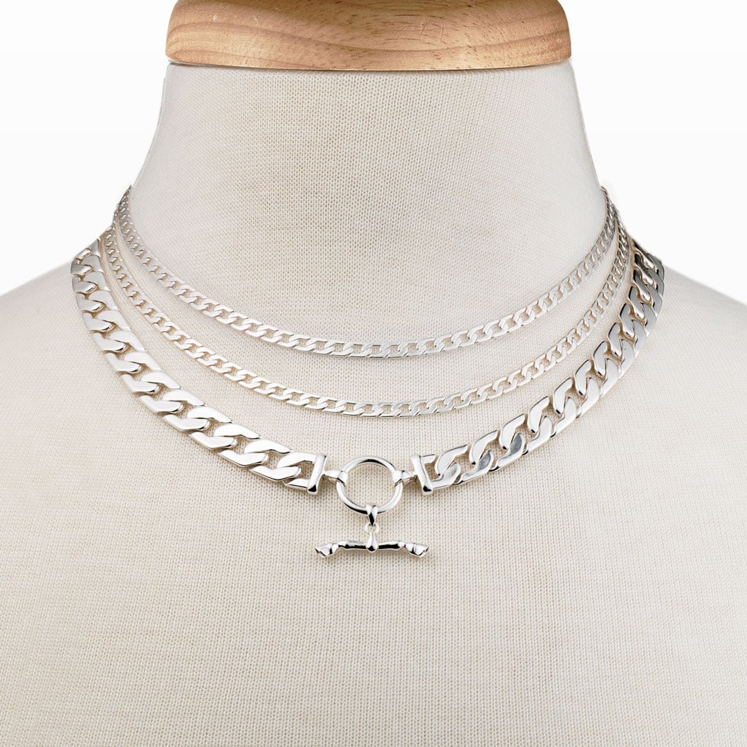 Cadence Equestrian Bracelet  - Wide Silver Curb Chain Cuff Urban-Equestrian