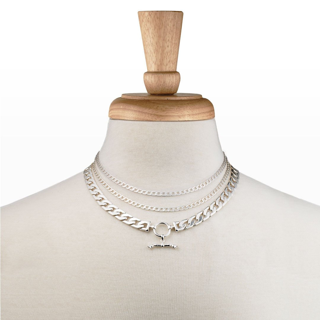 Cadence - Equestrian Curb Chain T-Bar Necklace in Silver Urban-Equestrian