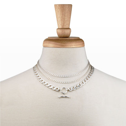 Cadence - Equestrian Curb Chain T-Bar Necklace in Silver Urban-Equestrian